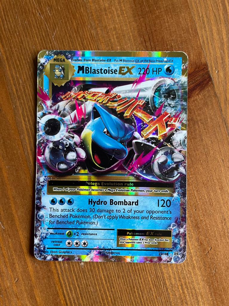 M Blastoise EX Holo 22/108 Evolutions - LP, Ophalen of Verzenden, Zo goed als nieuw, Losse kaart, Foil