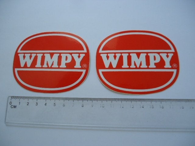 sticker oud WIMPY hamburger 2 x origineel logo plastic, Verzamelen, Verzenden, Zo goed als nieuw, Bedrijf of Vereniging