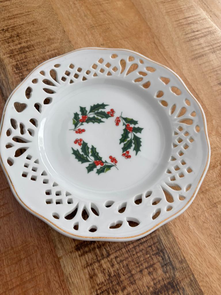 Kerst decoratie bordje met hulstmotief, Ophalen