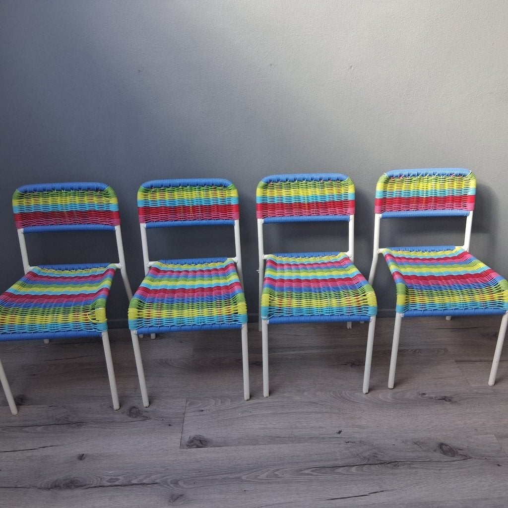 Vintage IKEA FÄRGGLAD kinderstoelen – set van 4, Ophalen, Gebruikt, Overige typen