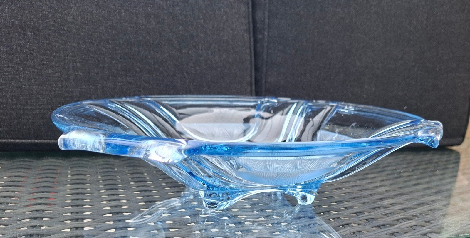 Art Deco glazen schaal blauw, Ophalen of Verzenden