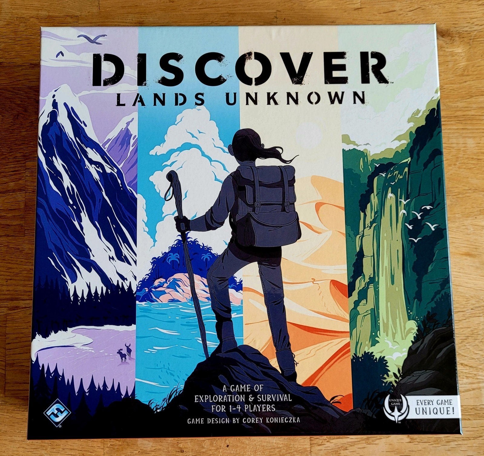 Discover, Lands Unknown - Engels bordspel, Een of twee spelers, Ophalen of Verzenden, Zo goed als nieuw, Fantasy Flight Games