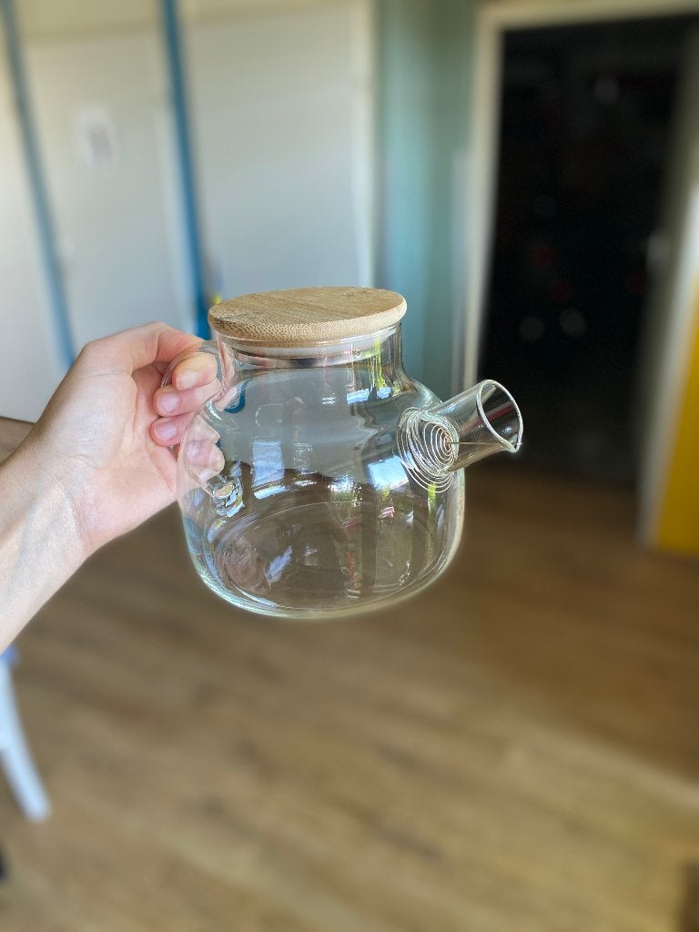 Theepot 1 liter glas, Ophalen, Glas, Zo goed als nieuw, Theepot