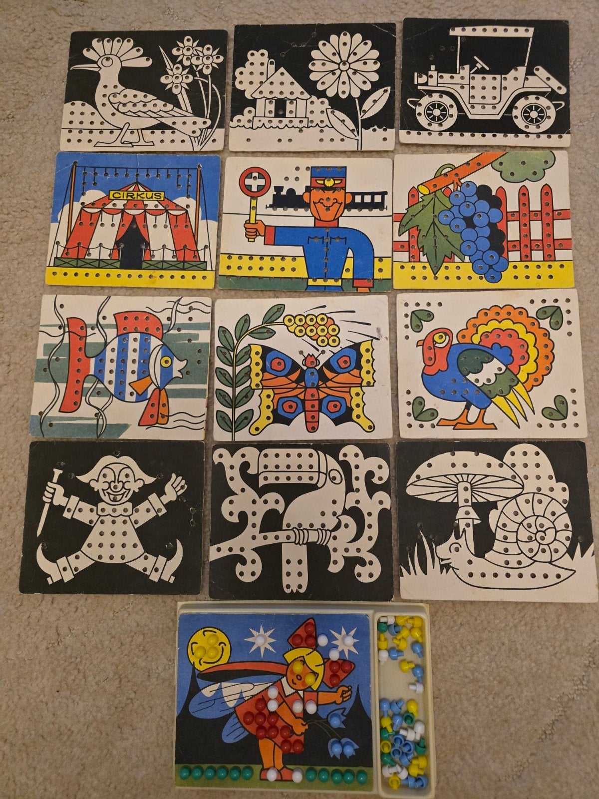 Vintage mozaïek Berushka steekpegels, jaren 70/80, Antiek en Kunst, Antiek | Speelgoed, Ophalen of Verzenden