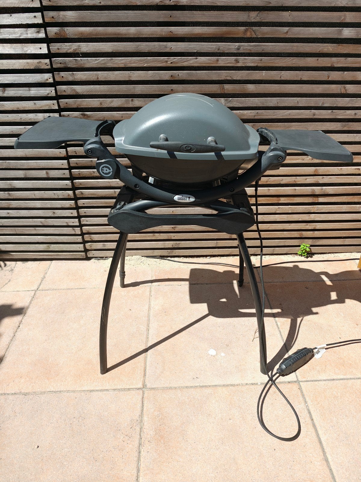 Weber Q 1400 elektrische barbecue Dark Grey, Tuin en Terras, Elektrische barbecues, Ophalen, Gebruikt, Weber