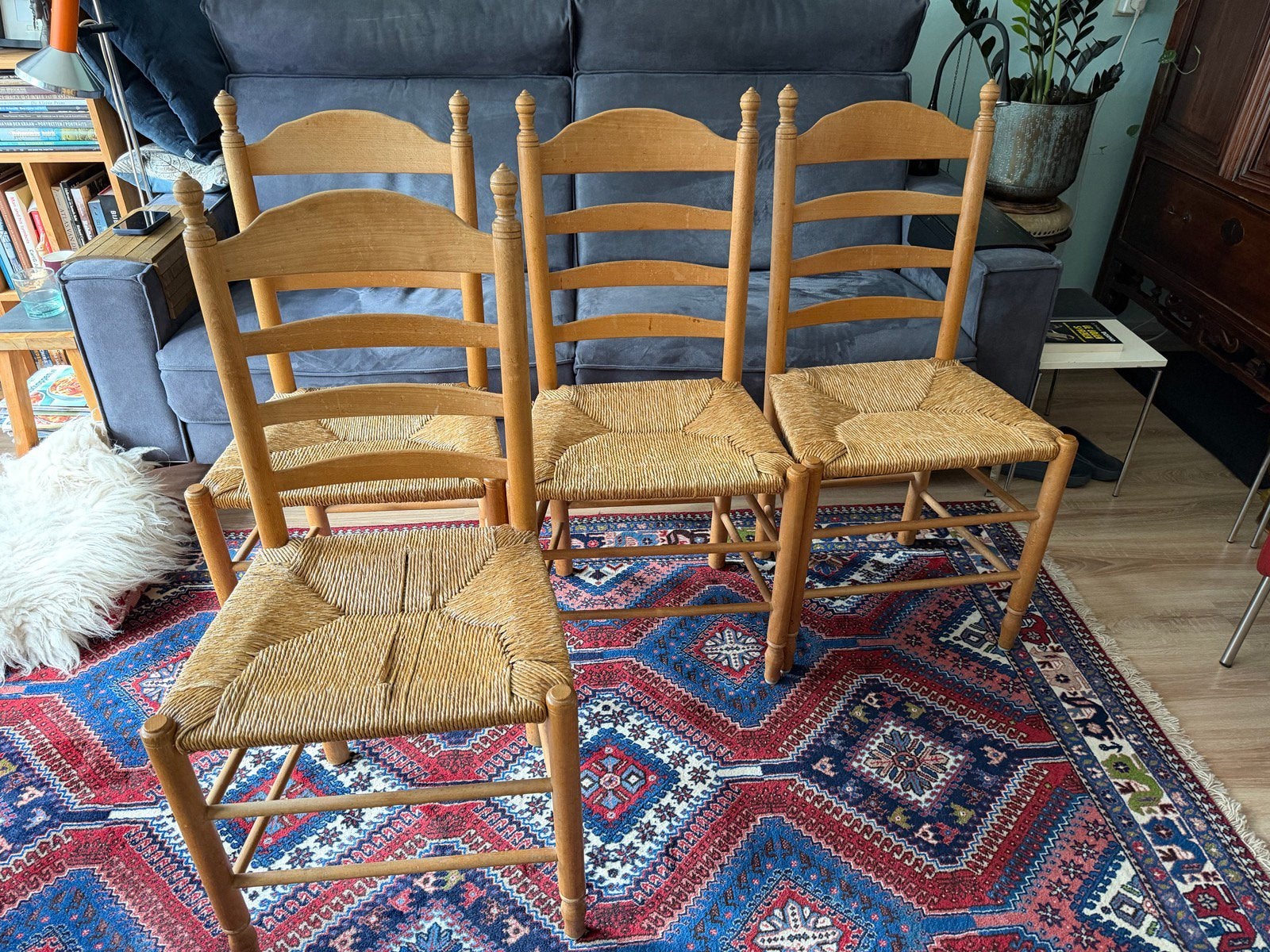 Houten vintage keukenstoelen te koop, Huis en Inrichting, Stoelen, Ophalen, Gebruikt, Overige kleuren, Vintage klassiek