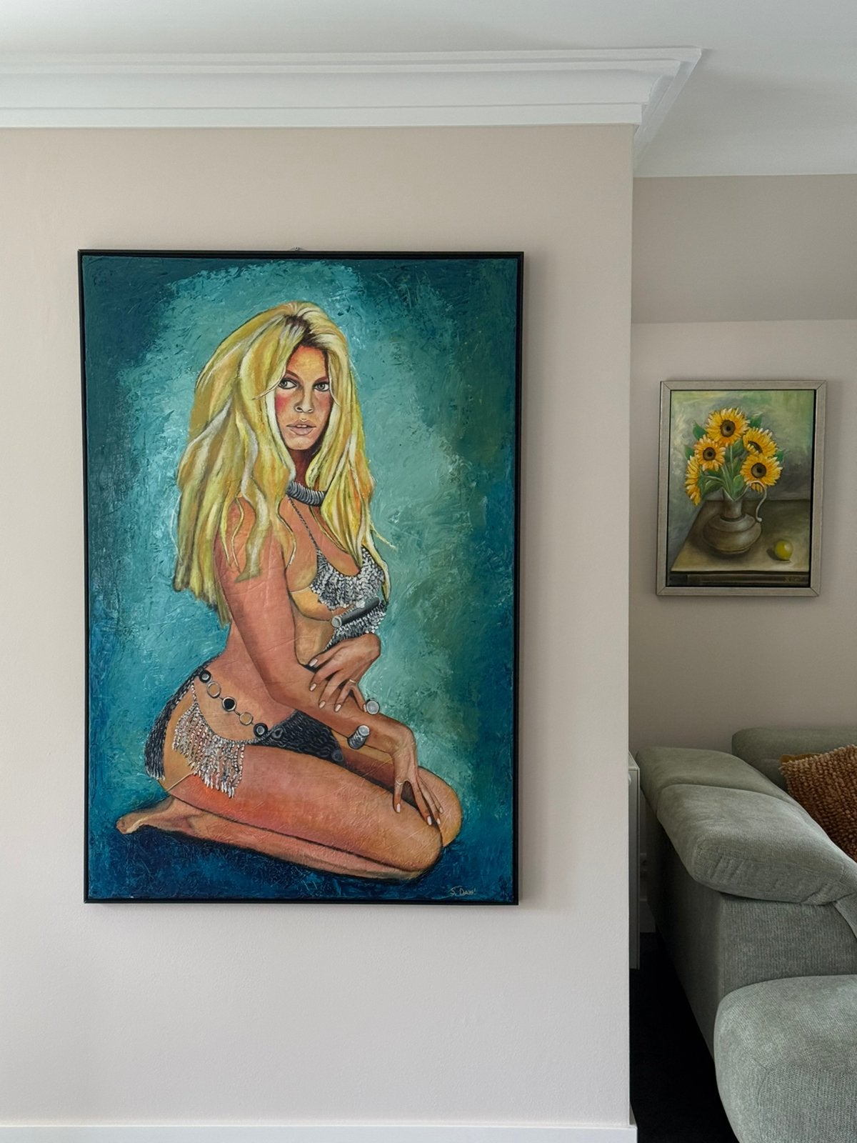 Prachtige Brigitte Bardot in lingerie. 150X100 cm, Antiek en Kunst, Ophalen