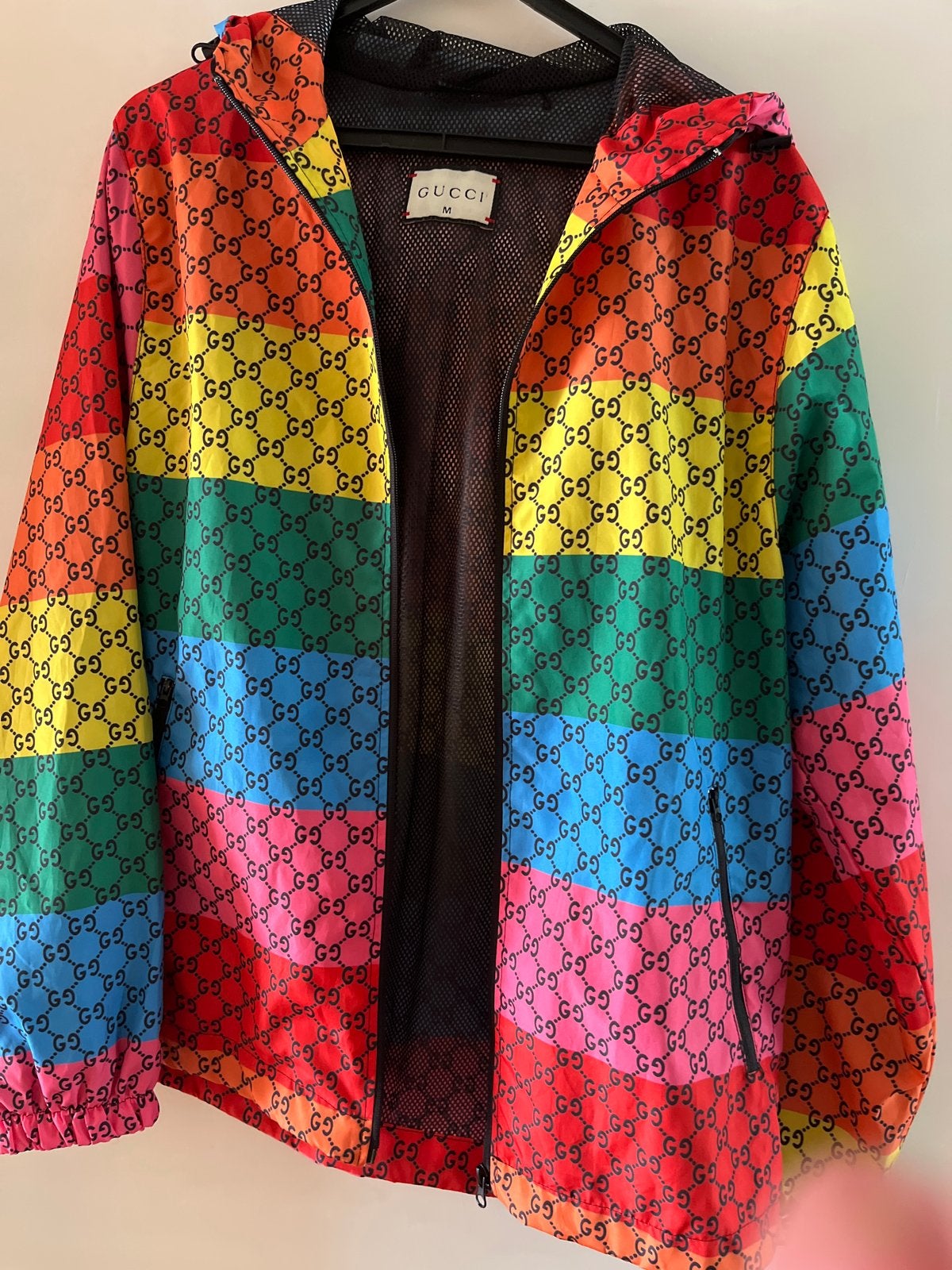 Gucci Regenboog Windjack Maat M, Ophalen of Verzenden, Zo goed als nieuw, Maat 48/50 (M), Meerkleurig
