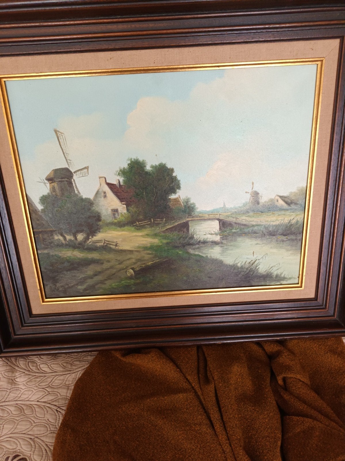 Molens in polderlandschap. A.van Bergen 1920, Antiek en Kunst, Kunst | Schilderijen | Klassiek, Doek, Oud hollands, Ophalen of Verzenden