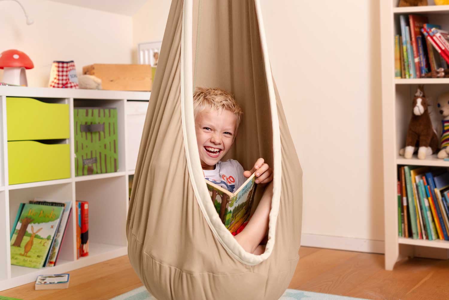 Joki la Siesta Kinderhangnest (hangstoel - schommel), Ophalen, Zo goed als nieuw, Beige, Textiel