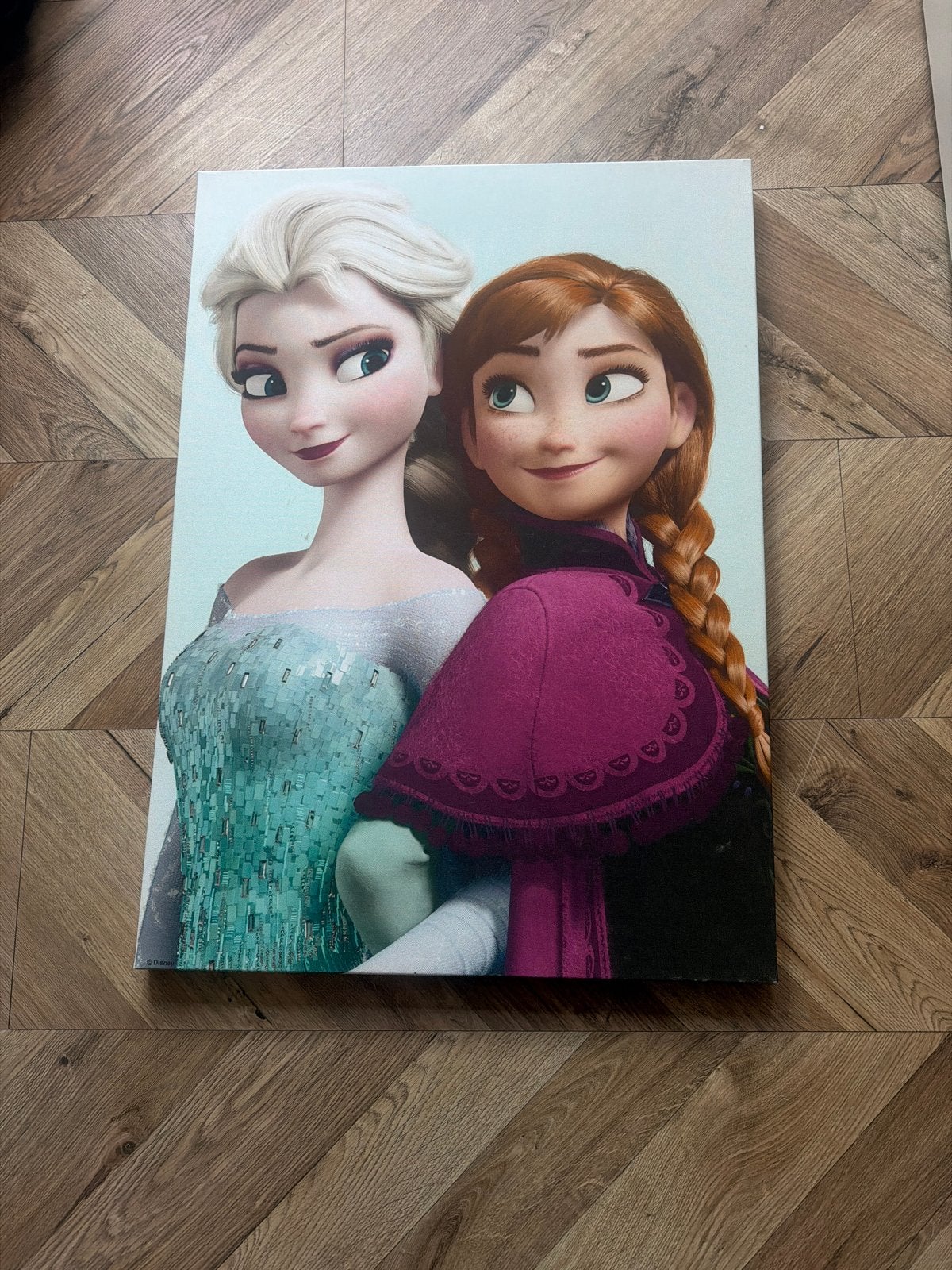 Elsa en Anna Frozen Schilderij Canvas, 50 – 75, Gebruikt, Ophalen of Verzenden, Schilderij