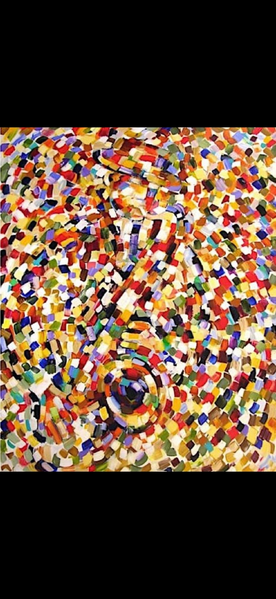 Olieverf Schilderij: De Saxspeler - Abstract en Kleurrijk, Antiek en Kunst, Kunst | Schilderijen | Abstract, Ophalen