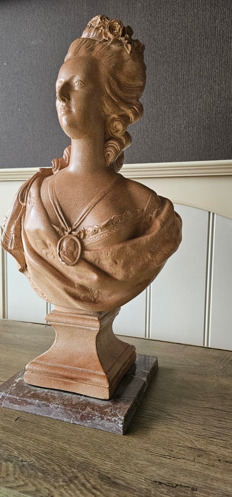 Grote buste Marie-Antoinette naar Félix Lecomte 57 cm, Ophalen, Buste, 50 - 100 cm, Steen of Keramiek