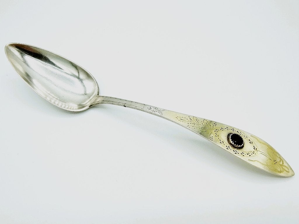 Zilveren lepel met granaat, Suhr, Wilster, 1830, Verzenden