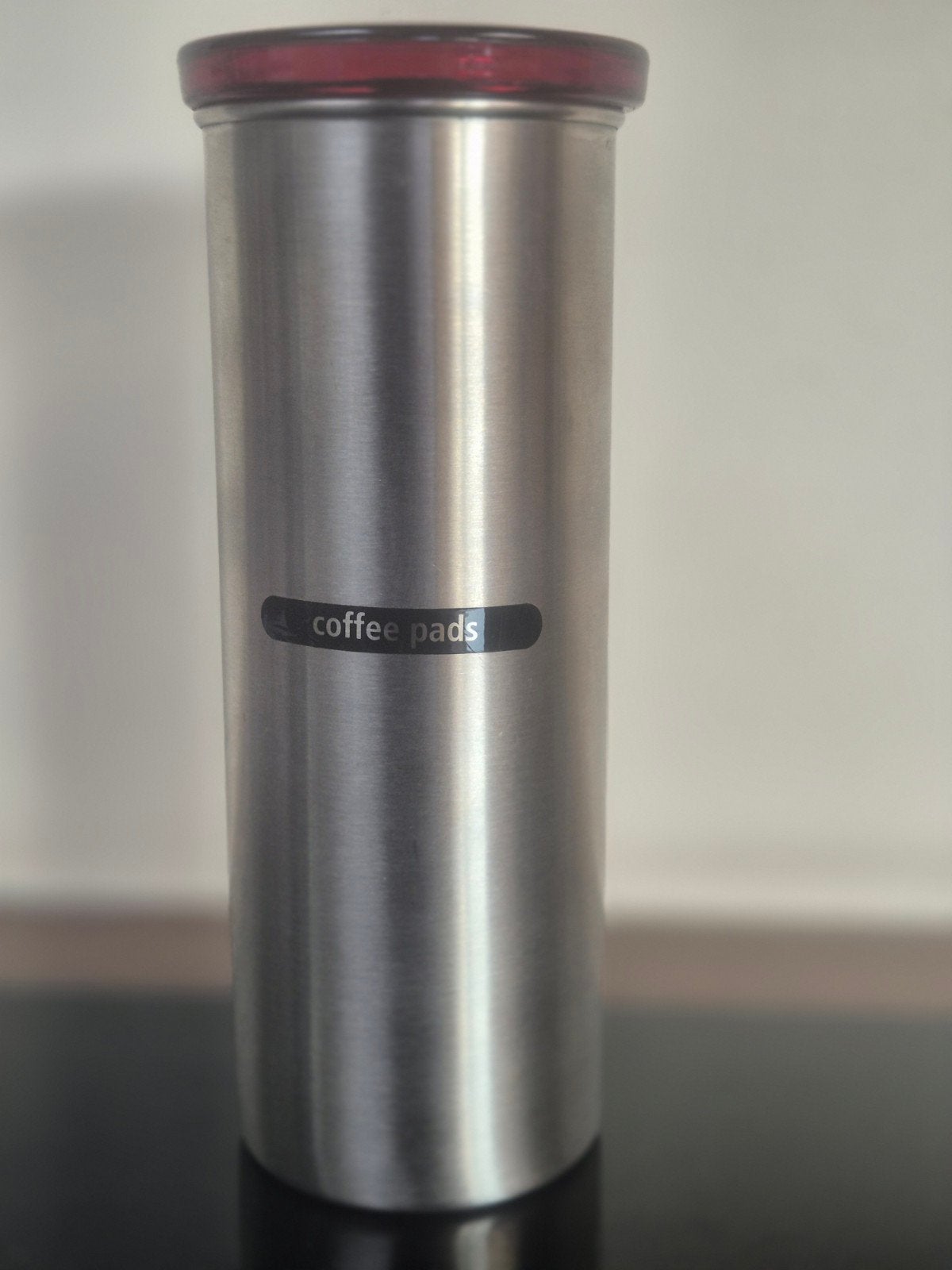 RVS grote Brabantia bewaarblik voor koffiepads, Ophalen of Verzenden, Zo goed als nieuw, Voorraadpot, Metaal