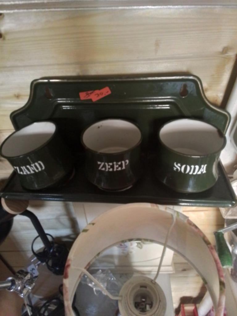 Emaille set zand zeep soda groen, Ophalen of Verzenden