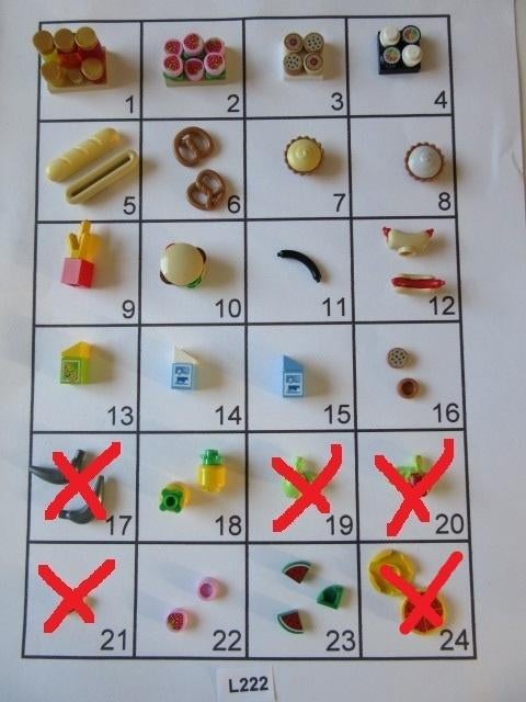 L222 LEGO ETEN FRUIT BROOD TAART HOT DOG PATAT MELK PIZZA, Lego, Ophalen of Verzenden, Losse stenen, Lego Nederland B.V.