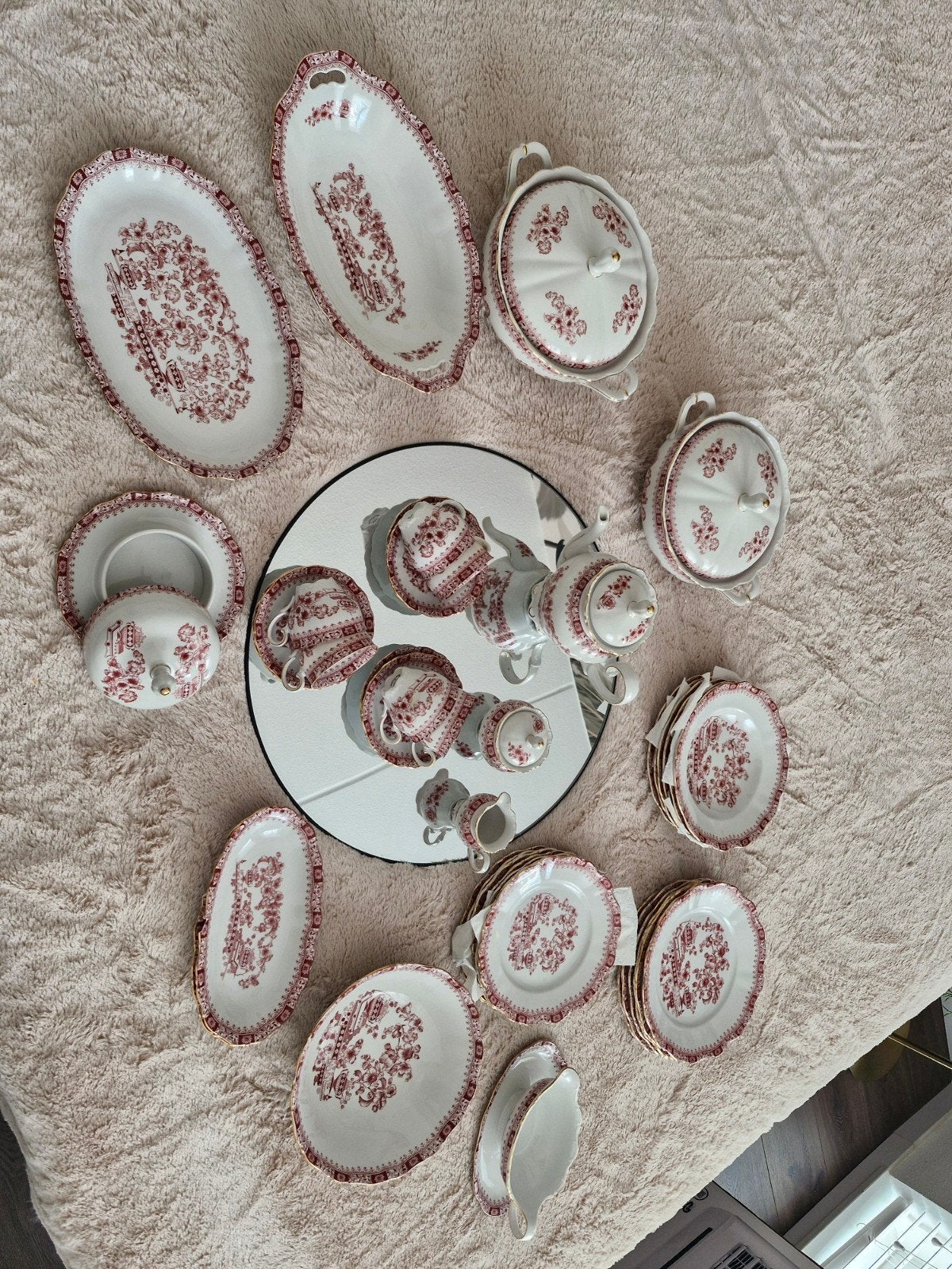 Prachtig Selbmann Weiden Bavaria servies, rood-wit, Ophalen