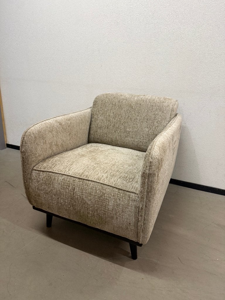 WOOOD Premium Statement fauteuil bouclé 72x93x77 cm beige, Hout, 75 tot 100 cm, Ophalen of Verzenden, Zo goed als nieuw