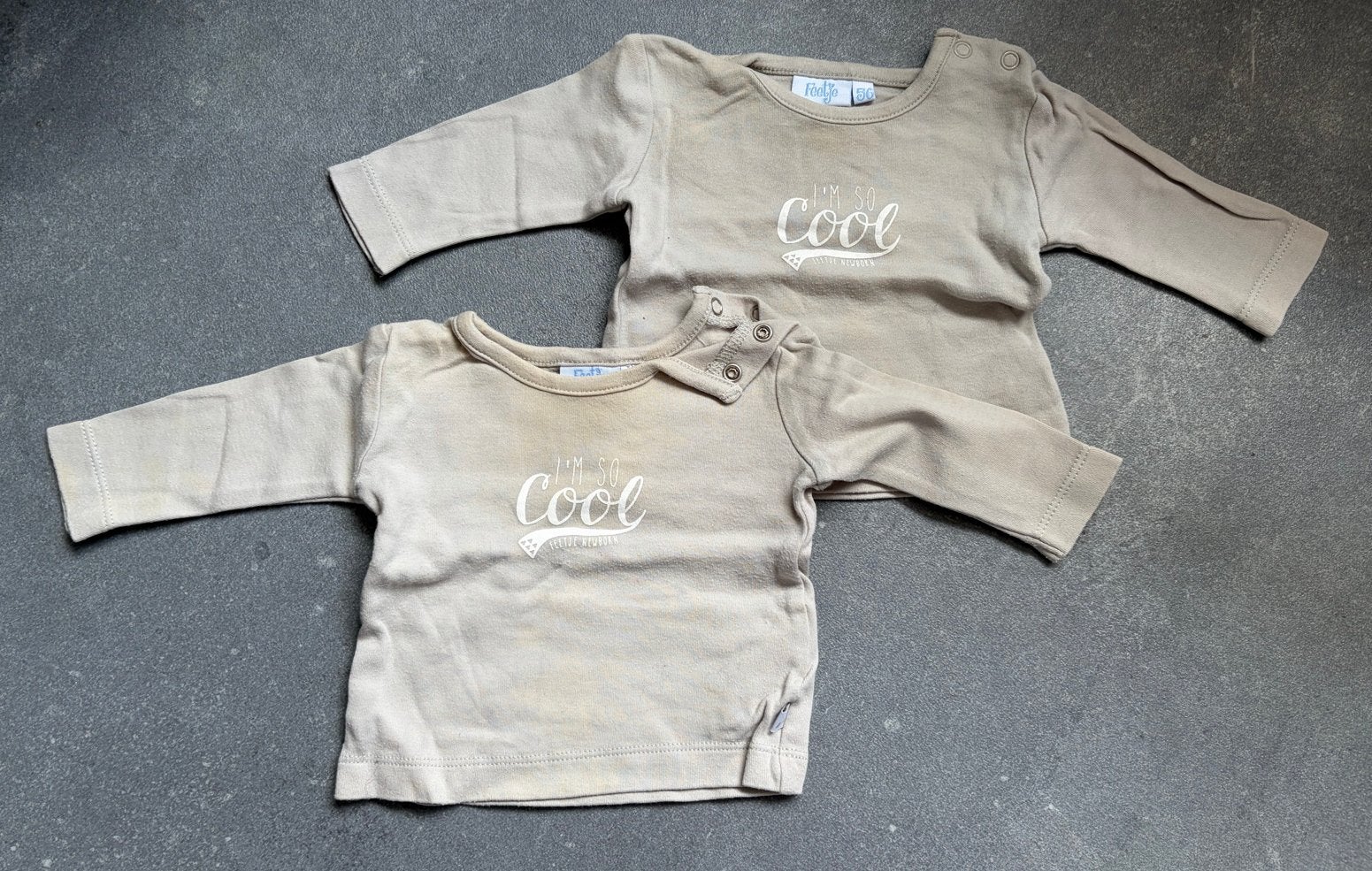 2x Feetje longsleeve maat 56 - 'I'm so cool', Kinderen en Baby's, Tweelingen en Meerlingen, Ophalen of Verzenden, Gebruikt, Kleding
