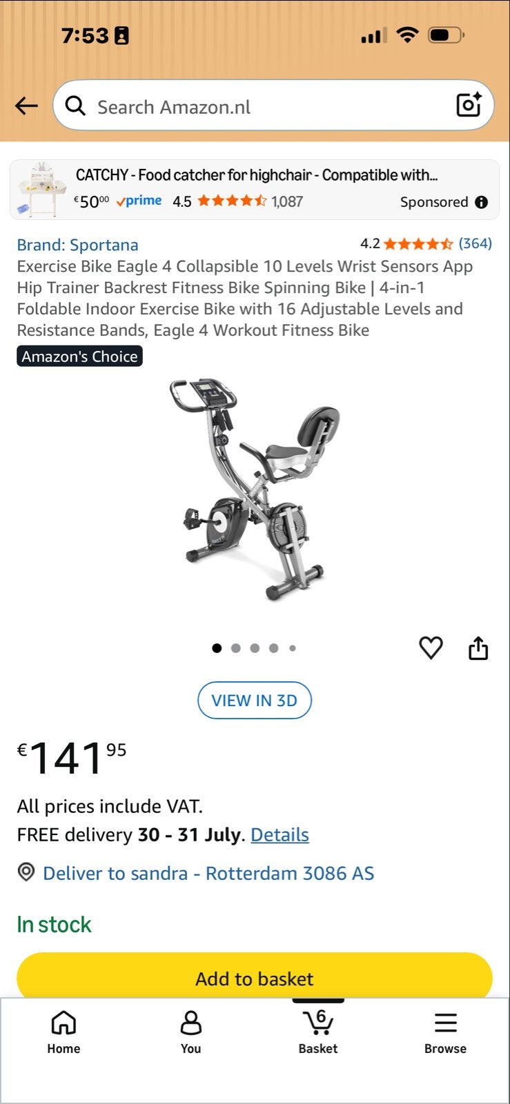 Sportana hometrainer - Goede staat, Ophalen, Gebruikt, Benen, Hometrainer