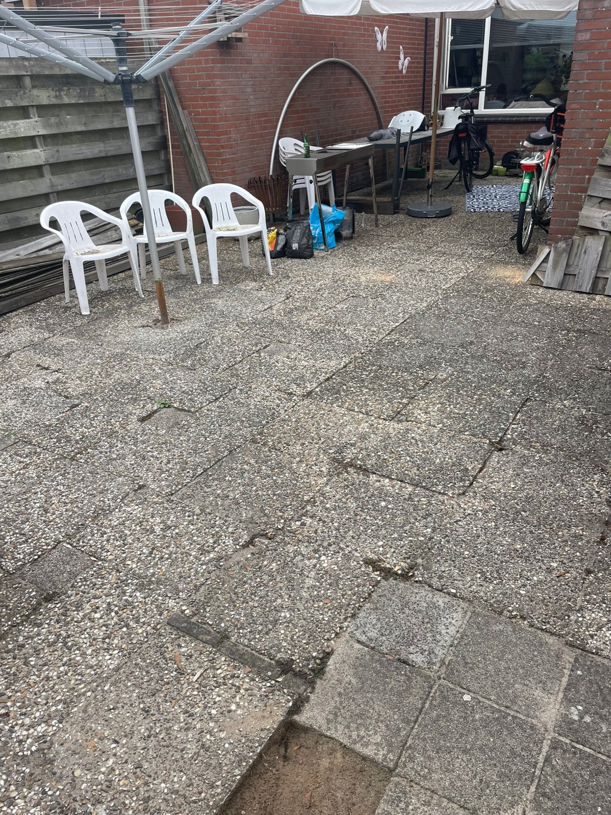 Grindtegels 60x40, Tuin en Terras, Tegels en Klinkers, Ophalen, Gebruikt, 10 m² of meer, Beton