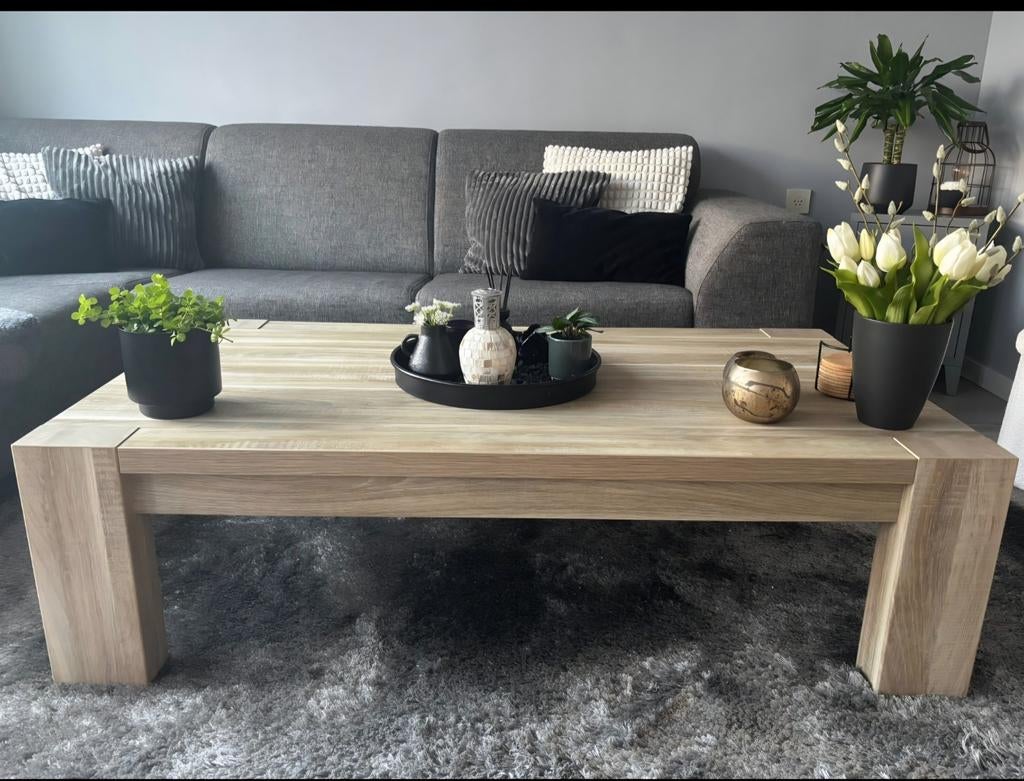 salon en eettafel set meerkleurig hout, Ophalen, Gebruikt, 50 tot 100 cm, 150 tot 200 cm