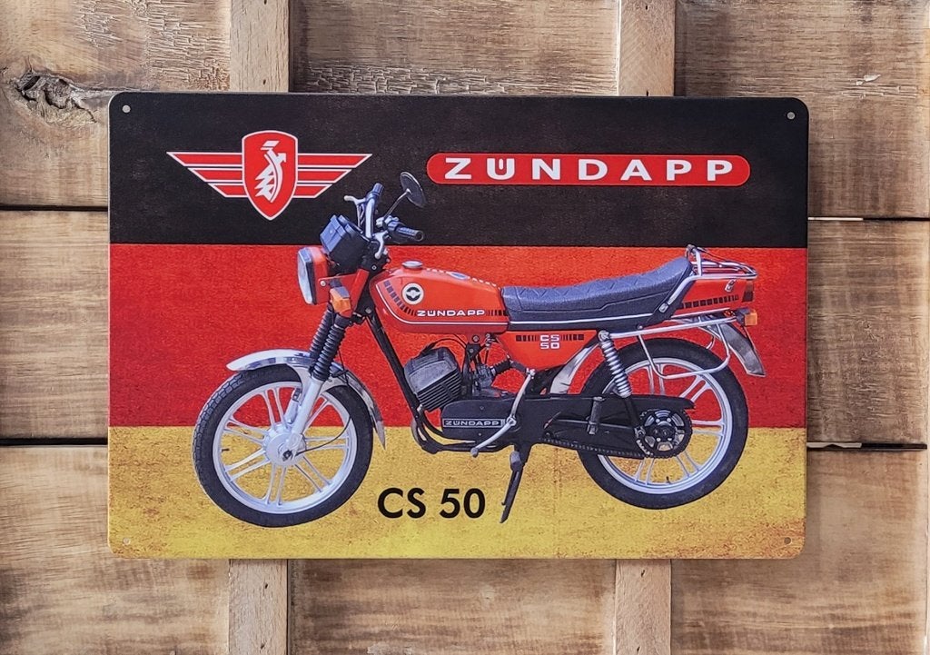 Zundapp CS50 reclamebord van metaal wandbord decoratie deco, Reclamebord, Info@deconoord.nl, Deco Noord, Nieuw