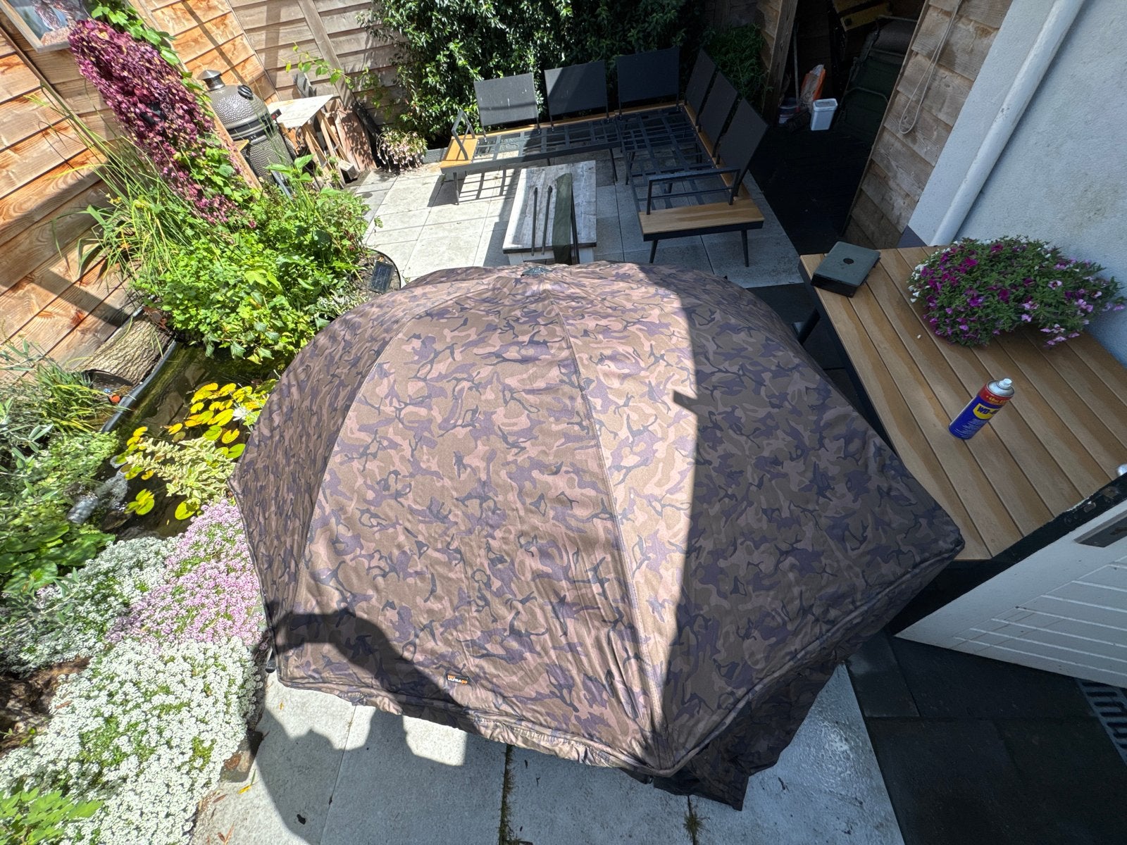 Fox Ultra 60 Brolly Camo met Infill Panel en Grondzeil, Ophalen, Zo goed als nieuw, Tot en met 2