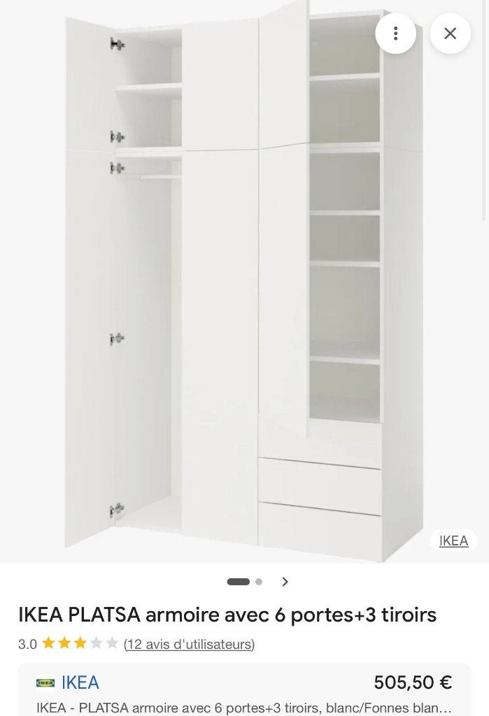 Kledingkast IKEA PLATSA met 6 deuren, Ophalen