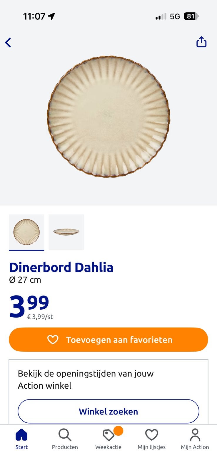 gezocht, action servies, Ophalen of Verzenden