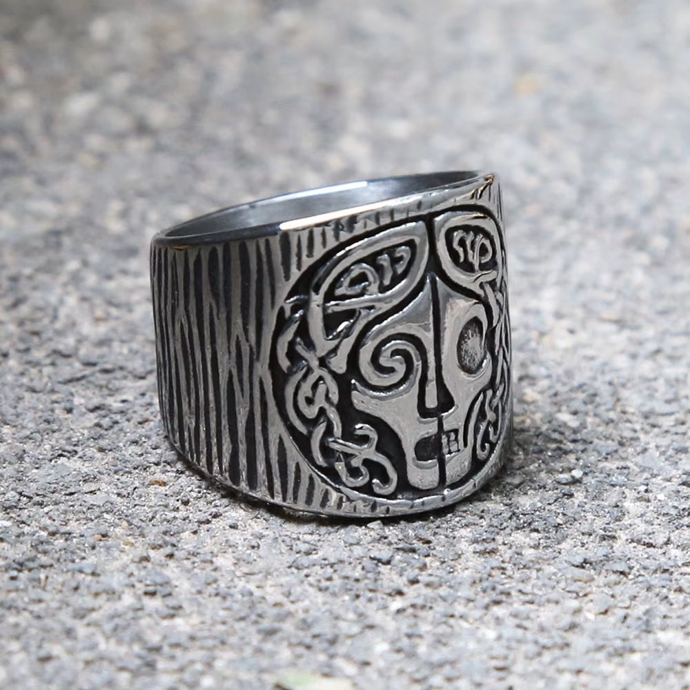 Godin Hel Stalen Viking Ring Voor Heren, 20 of groter, Heer, Nieuw, Zilver