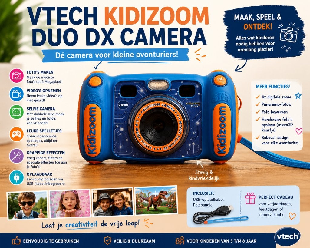 VTech Kidizoom Duo DX Camera | Compleet  | Zeer nette staat, Ophalen of Verzenden, Zo goed als nieuw, Overige Merken, Geen optische zoom