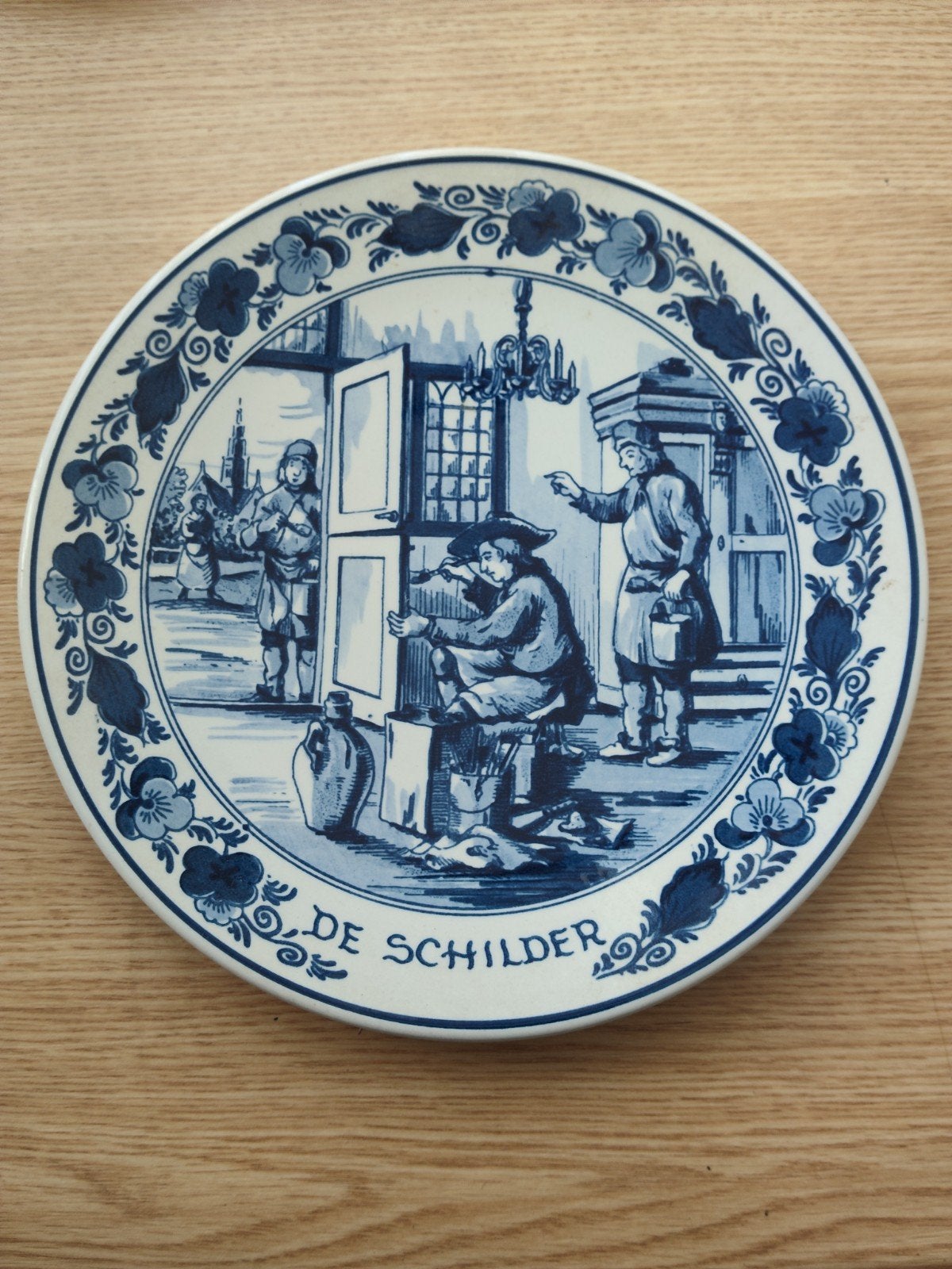 Delfts Blauw sierbord 'De Schilder' van Van Duuren B.V., Antiek en Kunst, Ophalen of Verzenden
