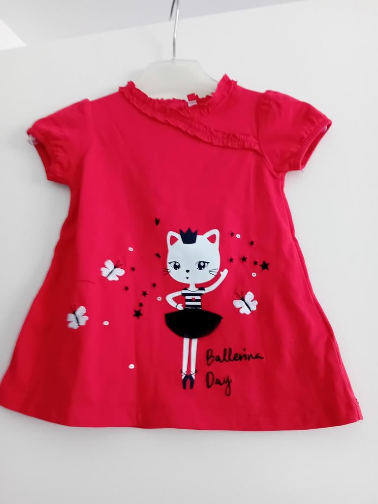 Leuke rode tuniek met katje - maat 80 . Nieuwstaat, Kinderen en Baby's, Babykleding | Maat 80, Ophalen of Verzenden, Zo goed als nieuw