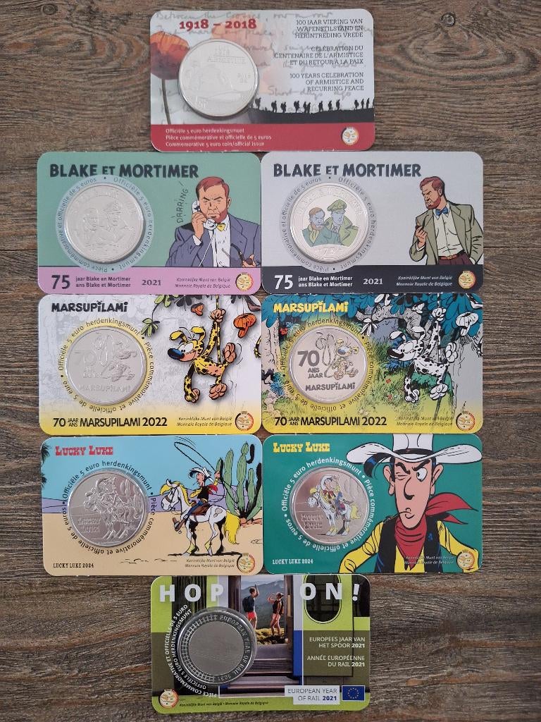 5 Euro Coincards Belgie 2017 t/m 2022 (Gekleurd & Relief), Postzegels en Munten, Munten | Europa | Euromunten, 5 euro, België