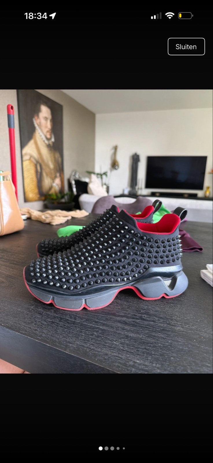 Christian Louboutin Spikes Sneakers Maat 37, Kleding | Dames, Schoenen, Ophalen of Verzenden, Zo goed als nieuw, Zwart, Sneakers of Gympen