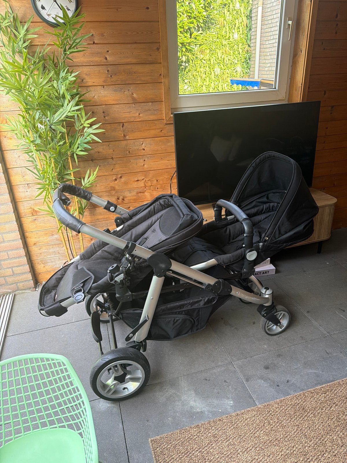 Topmark Duo Kinderwagen / Tweelingwagen 2-in-1 - Zwart, Kinderen en Baby's, Gebruikt, Duowagen, Combiwagen, Ophalen