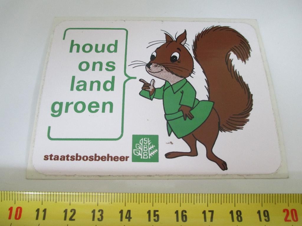 sticker Staatsbosbeheer Houd ons land groen  Eekhoorn *, Verzamelen, Ophalen, Zo goed als nieuw