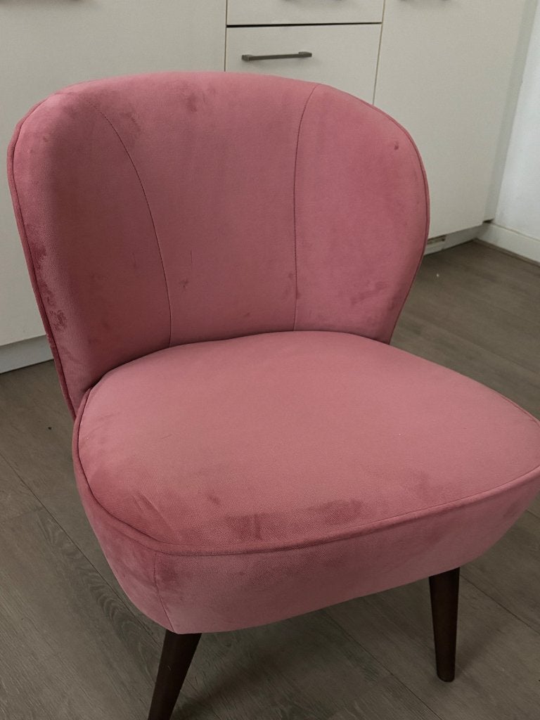 Sissyboy fauteuil roze velvet, Ophalen, Minder dan 75 cm, Zo goed als nieuw, Roze, velvet