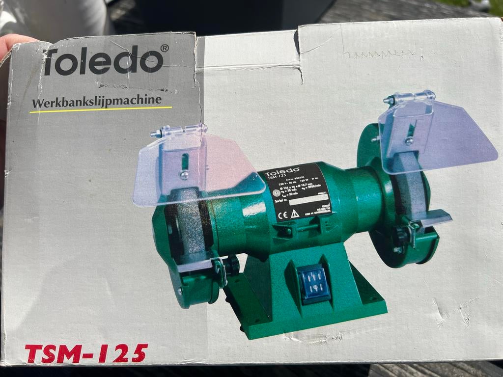 Toledo TSM-125 Werkbankslijpmachine -  in doos, Doe-het-zelf en Verbouw, Gereedschap | Slijpmachines, Ophalen, Gebruikt, Minder dan 700 watt
