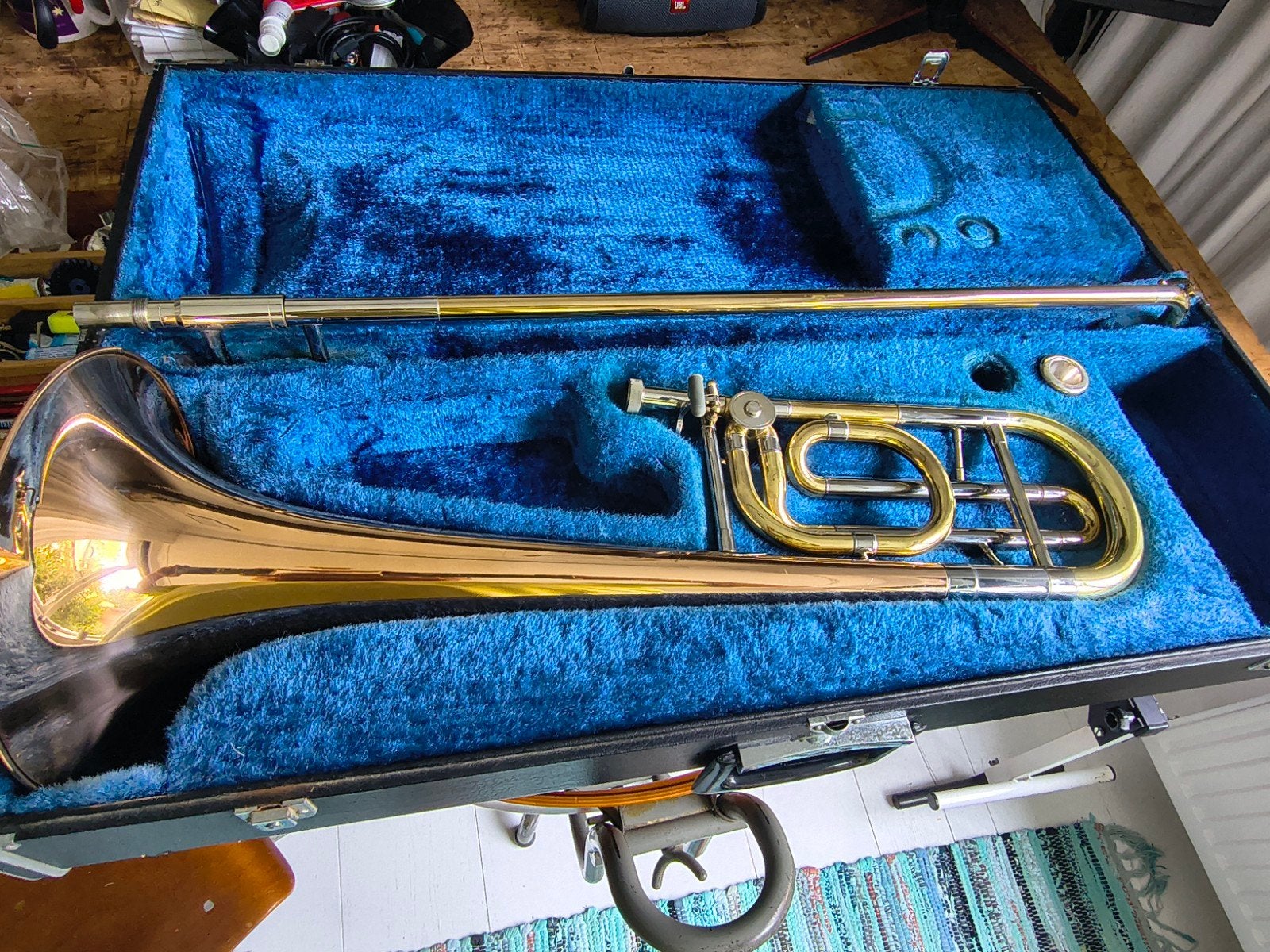 Yamaha bastrombone YBL-321, Ophalen of Verzenden, Zo goed als nieuw, Bas, Met koffer