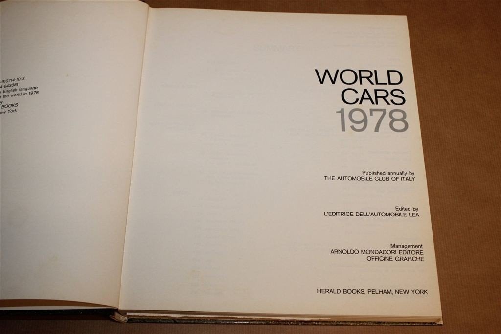 World Cars 1978 — Autojaarboek Automobile Club of Italy, Ophalen of Verzenden, Gelezen, Algemeen