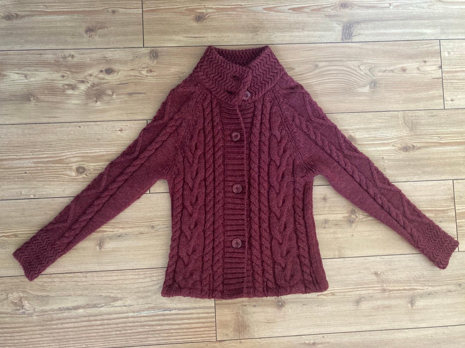 WoolOvers 100% wol wollen vest gebreid burgundy Bordeaux  S, Ophalen of Verzenden, Zo goed als nieuw, Maat 38/40 (M), Rood