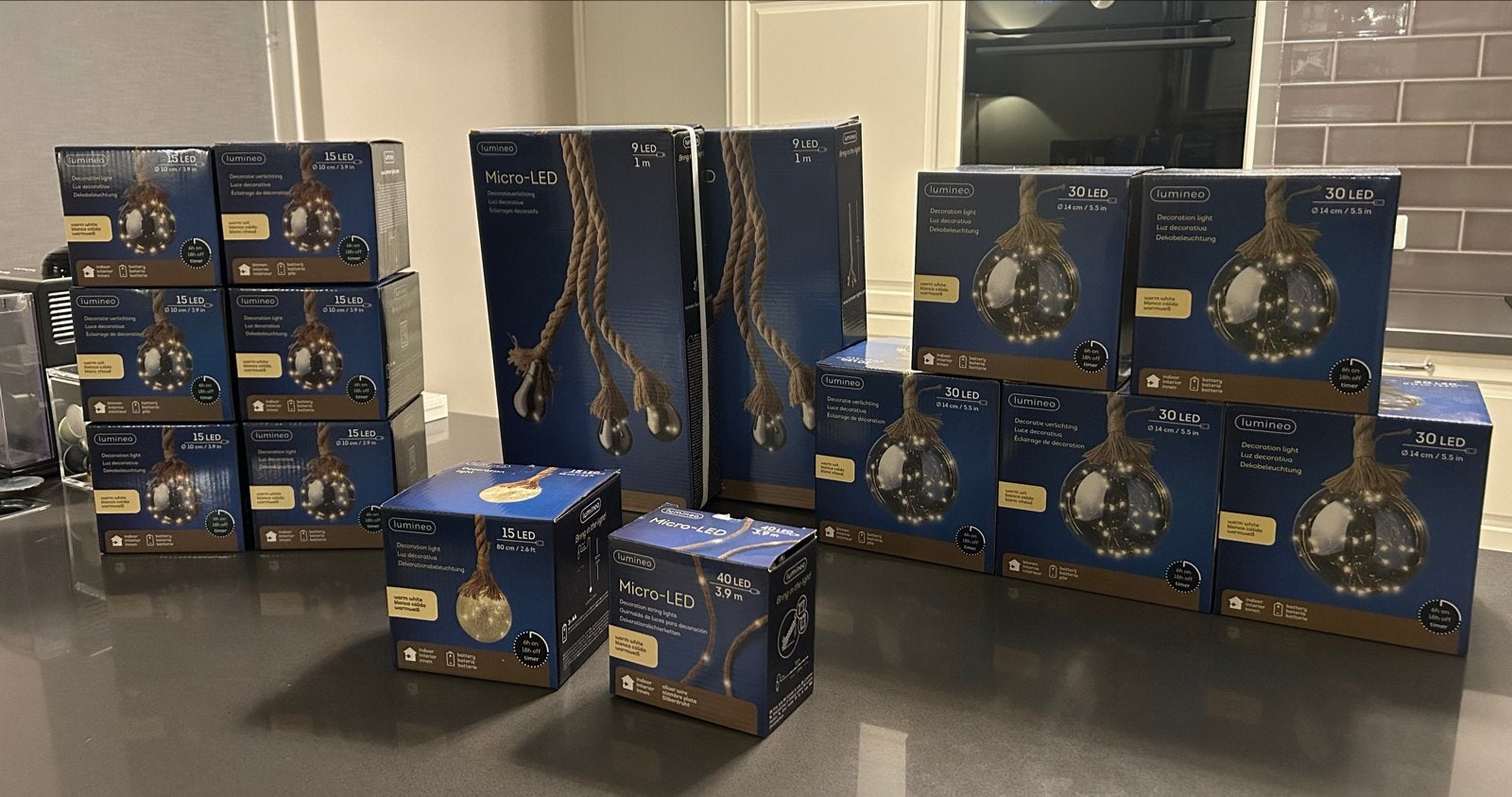 Grote partij kerstverlichting  – 26 dozen – warm wit LED, Diversen, Ophalen, Nieuw