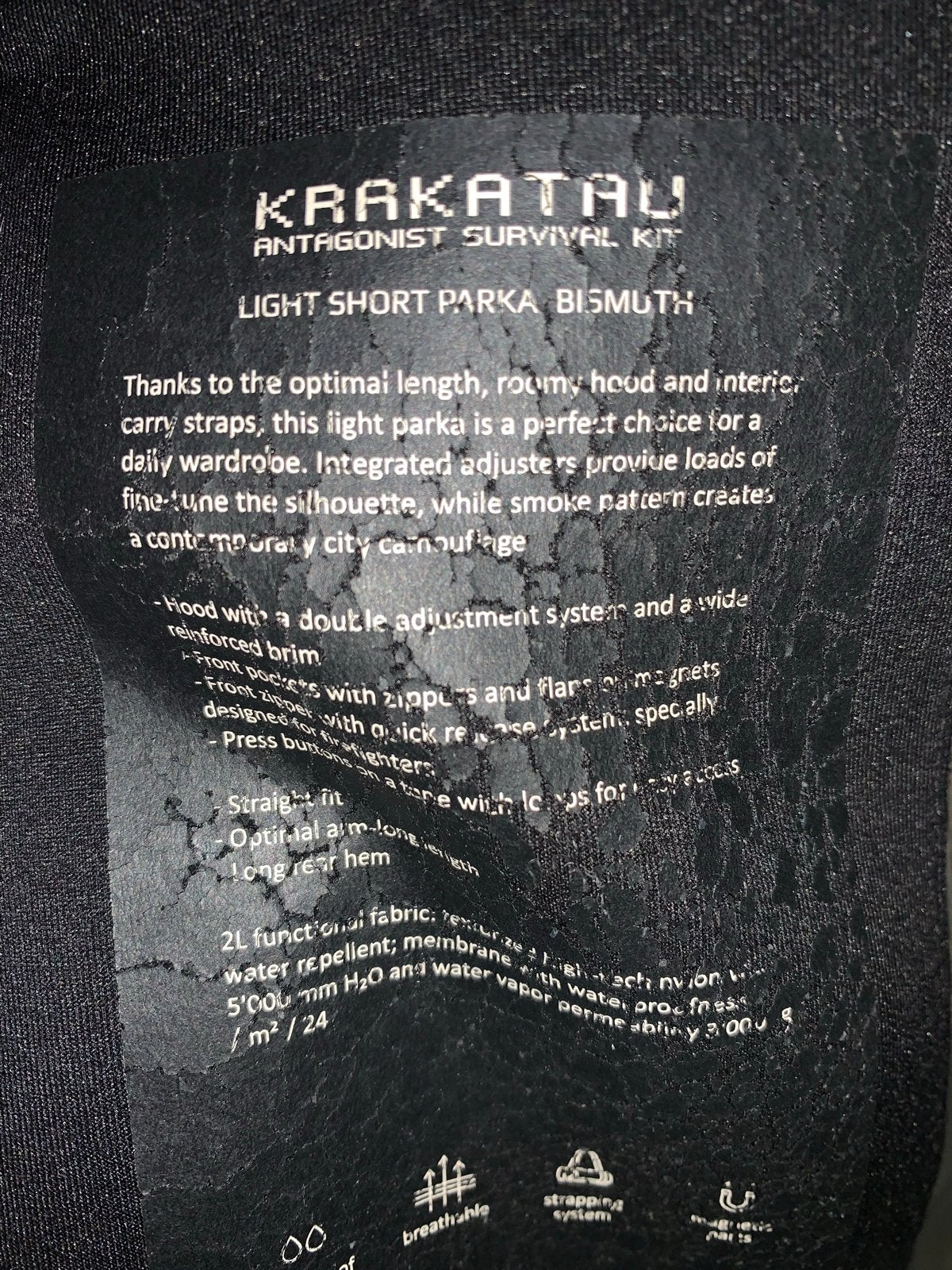 Krakatau Antagonist Survival Kit Licht Korte Parka Bismuth, Ophalen of Verzenden, Gedragen, Maat 52/54 (L), Zwart