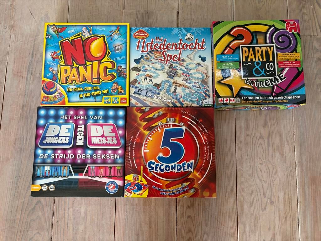 Gezelschapsspellen pakket: 5 leuke spellen voor iedereen, Ophalen of Verzenden, Gebruikt