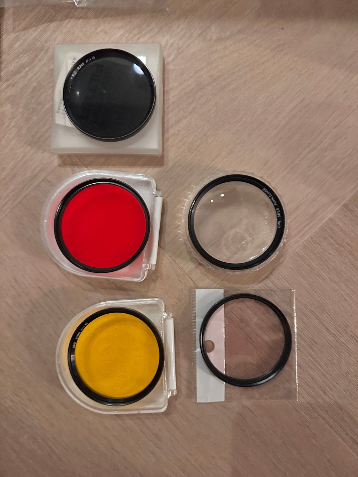Diverse 58mm filters, Gebruikt, B+W, Inclusief opbergcase, Ophalen of Verzenden