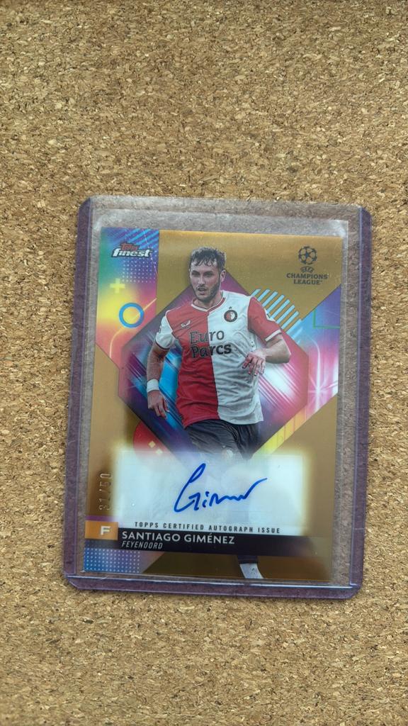 Santiago Giménez Topps Finest Autograph Kaart Feyenoord, Ophalen of Verzenden, Zo goed als nieuw, Feyenoord, Spelerskaart