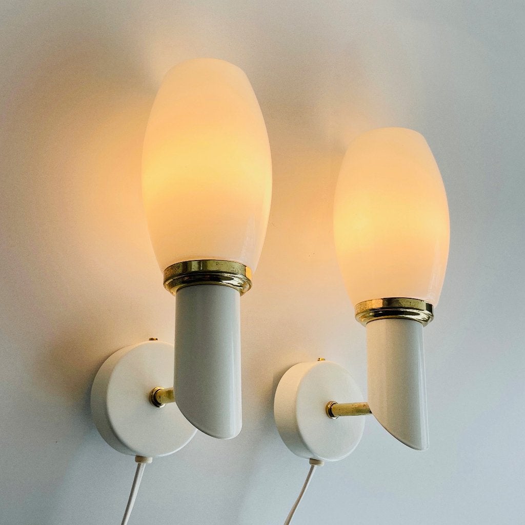 2 vintage design LAMPEN opaal Massive De Rupel Mid Century, Vintage, Gebruikt, -, -